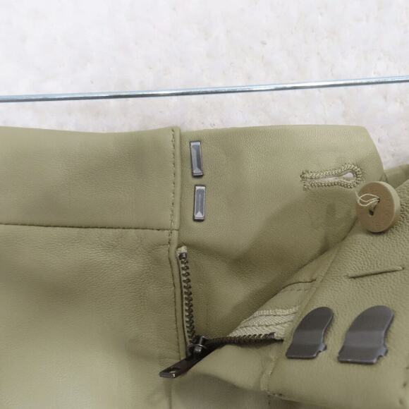 Vince Seed Tan Straight Fit Leather Midi Front Slit Skirt 4 - Picture 4 of 8